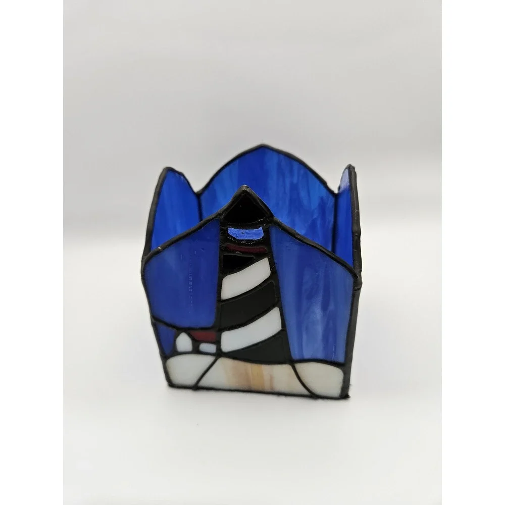 Beautiful Stained Glass Nautical Sailboat Candle Holder